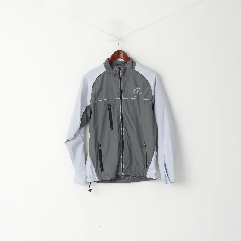 Patrick Women M Jacket Gray Lightweight Reflective Grey Full Zipper Sportswear Top